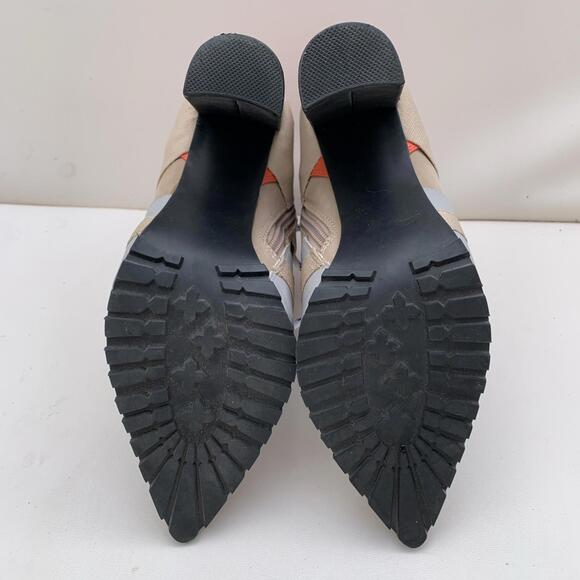 Steve Madden Illusion Pump Lace Up Boots Heels Womens Sz 8 Retro Y2k Orange Beig - Picture 13 of 13